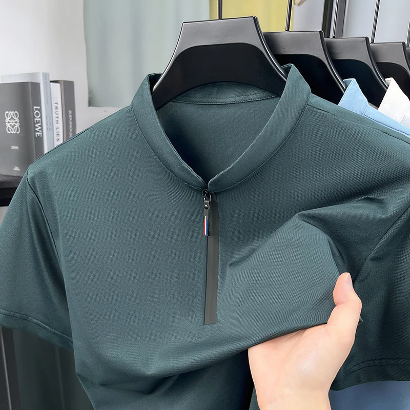 Mens Fashion Quarter Zip - Mens Fashion Short Sleeve Polo With