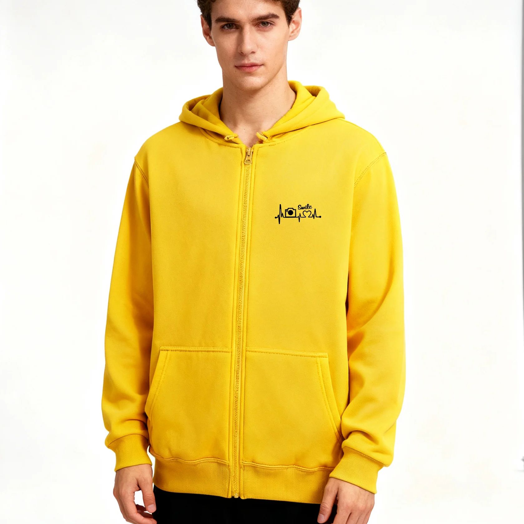 Men'S Fashion Zipper Hoodie - Spring/Autumn Men's Music camera printing Long