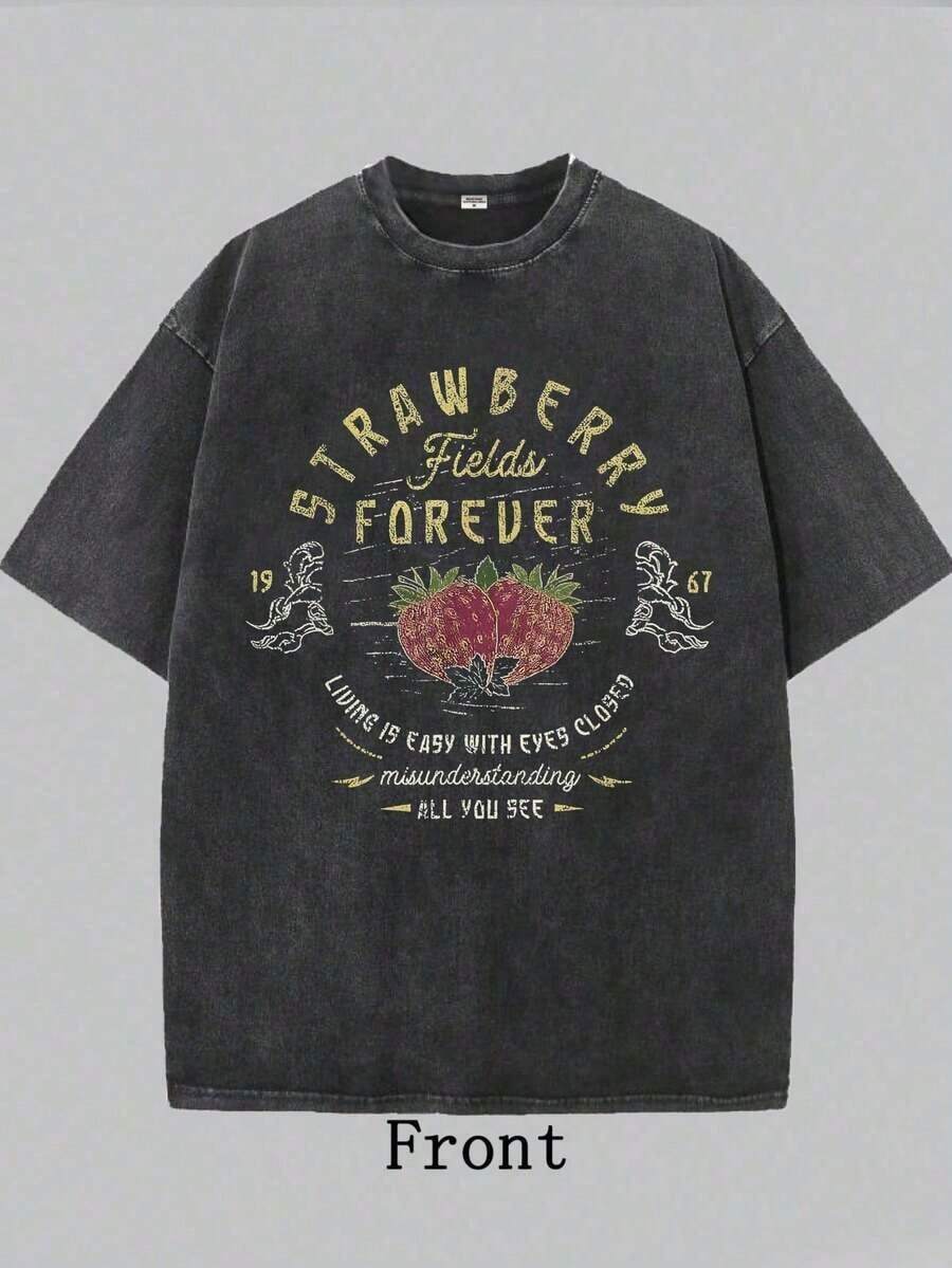 Graphic Tee Oversized - Vintage Oversized Graphic Tee Strawberry Fields