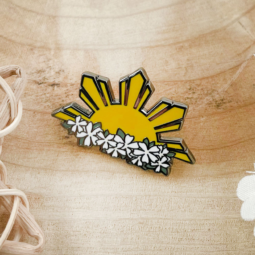 Men'S Fashion Philippines - Philippine Sun and Sampaguita Flower Brooch