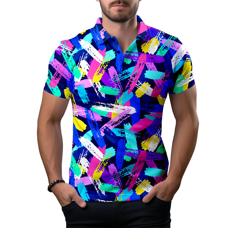 Men'S Fashion Golf Clothing - 2024 New 3d Print Polo Shirt