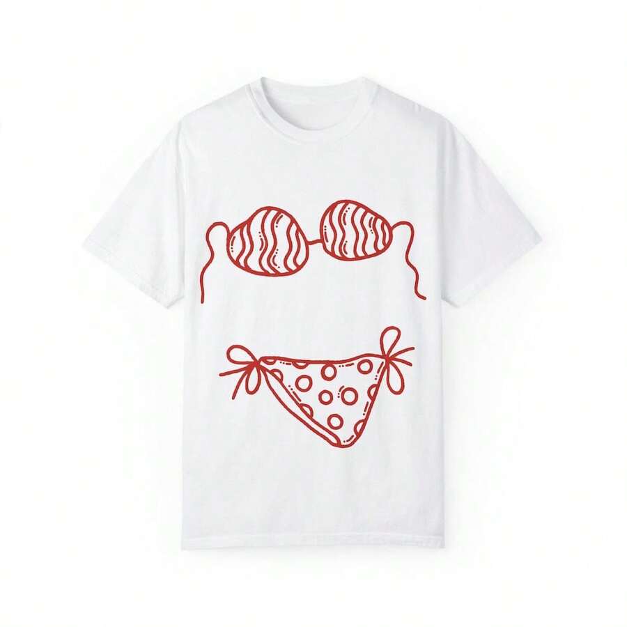 Graphic Tee Oversized - Oversized Bikini Doodle Graphic Tee Women