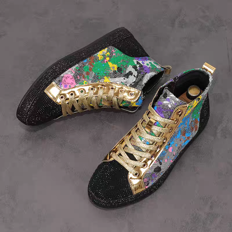 Men'S Fashion Footwear - European fashion rhinestone sequin men's high