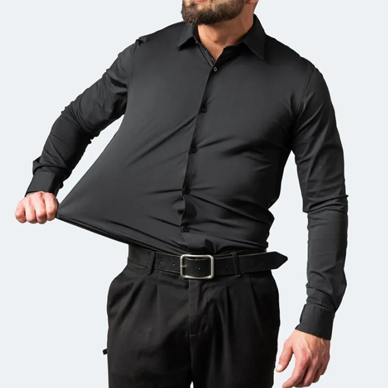 Dress Shirt Non-Iron - 6xl summer black White Oversize men's