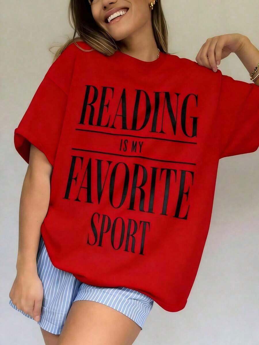Graphic Tee Oversized - Reading Is My Favorite Sport Oversized