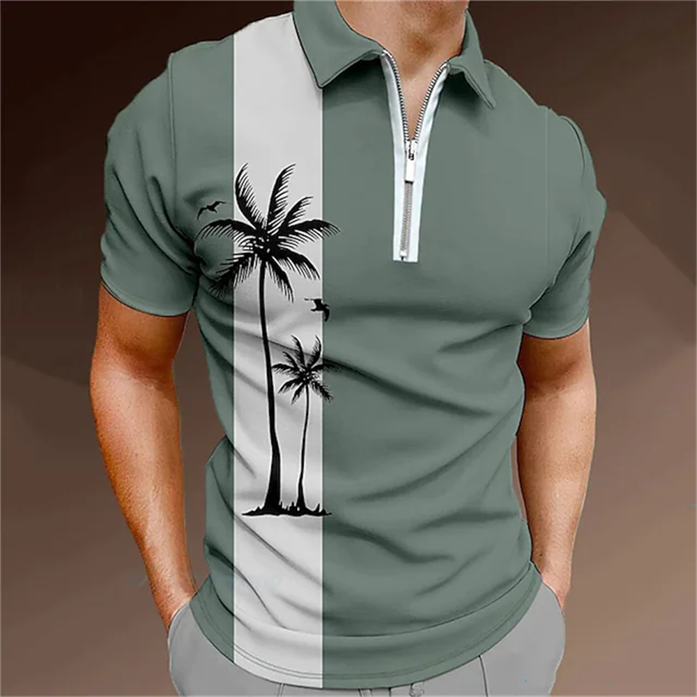 Mens Fashion Quarter Zip - Summer T-shirts Men Men's Zip Polo