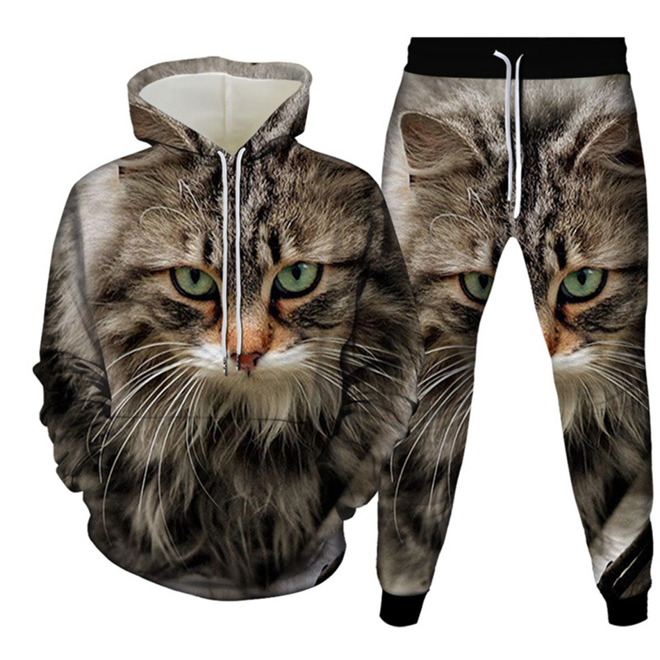Mens Fashion Suits - Autumn Funny Animal Cat 3D Printed