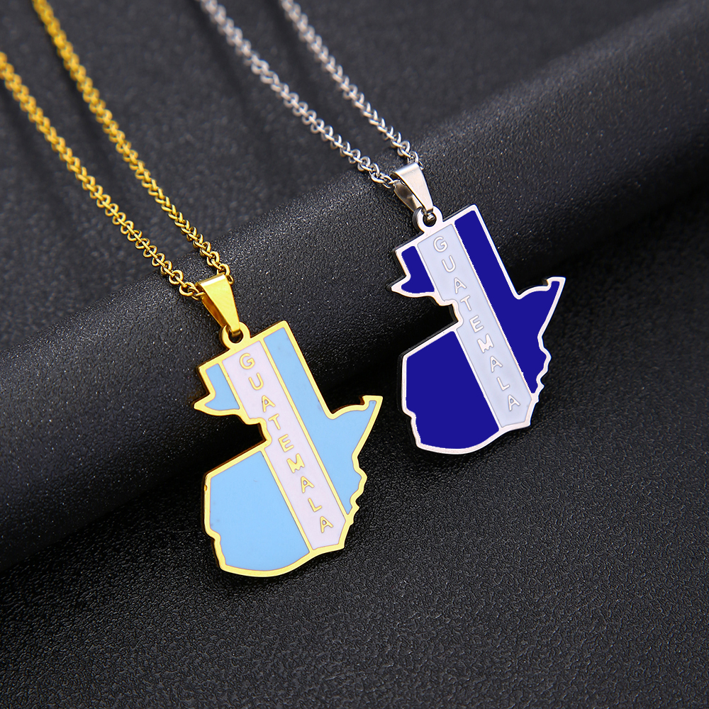 Men'S Fashion Guatemala - Guatemala Map Flag Pendant Necklace Stainless
