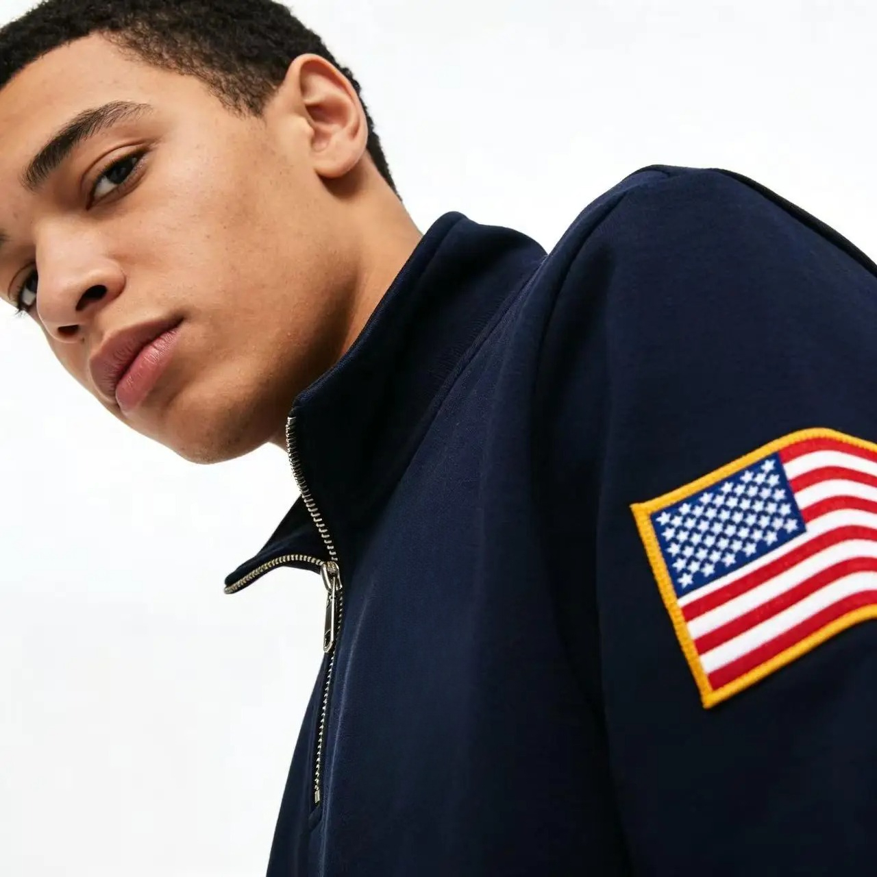Vintage Embroidered Flag Colla - Mens Fashion Quarter Zip ulasan dan harga