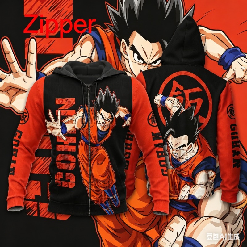 Dragon Ball Gohan Men Zipper H - Men'S Fashion Zipper Hoodie ulasan dan harga