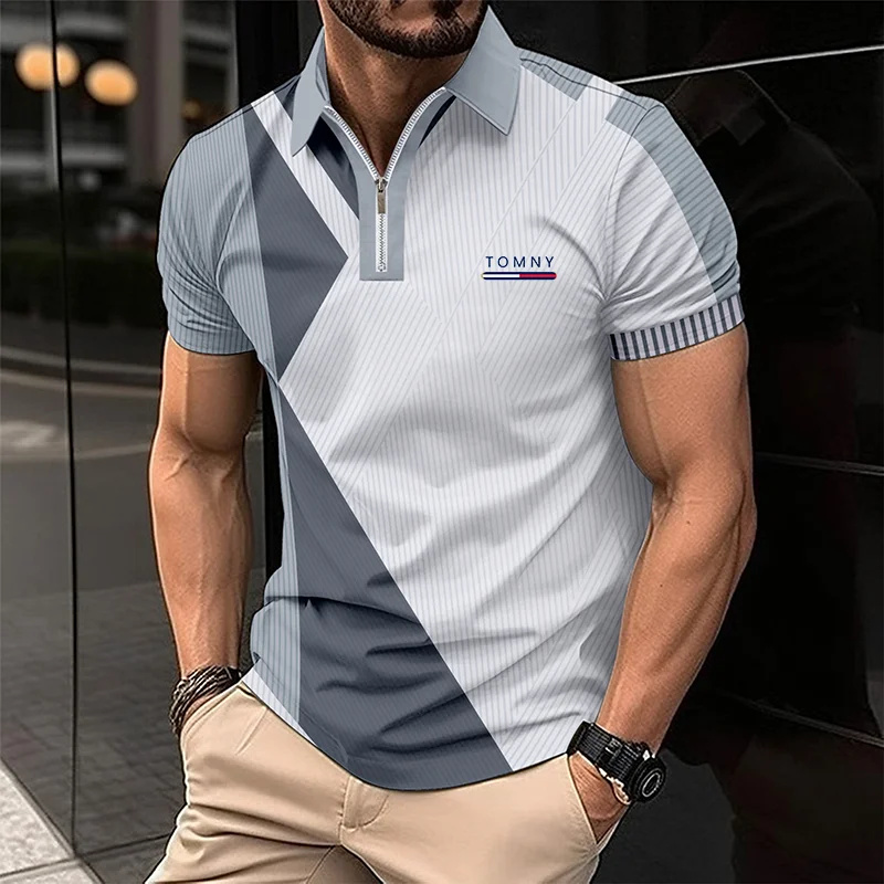 Simple Print Zip Polo Shirt Fo - Men'S Fashion Golf Clothing ulasan dan harga
