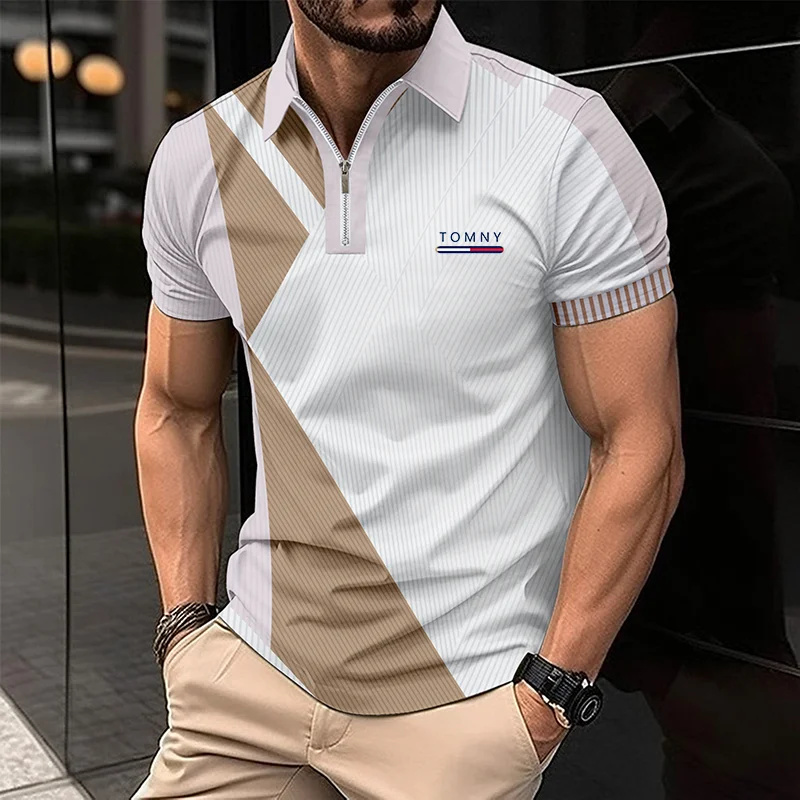 Simple Print Zip Polo Shirt Fo - Men'S Fashion Golf Clothing ulasan dan harga