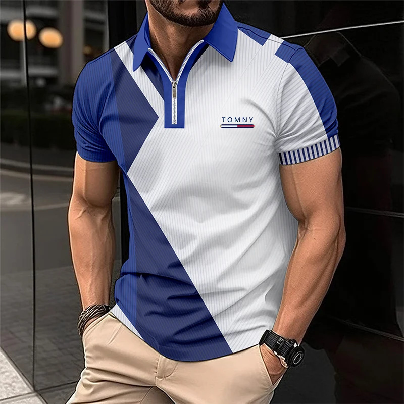 Simple Print Zip Polo Shirt Fo - Men'S Fashion Golf Clothing ulasan dan harga