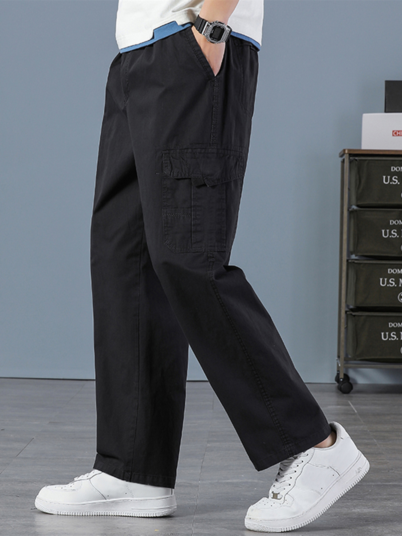 Men's 100% Cotton Straight Bla - Cargo Jogger Pants ulasan dan harga