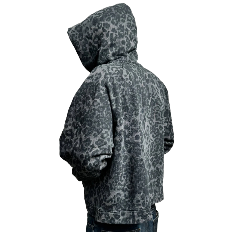 American Retro Leopard Print Z - Men'S Fashion Zipper Hoodie ulasan dan harga