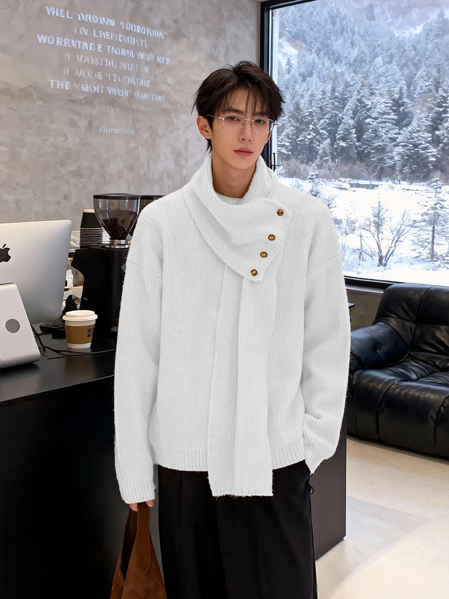 Fur Collar Pullovers Blancos M - Men'S Fashion For Hot Weather ulasan dan harga