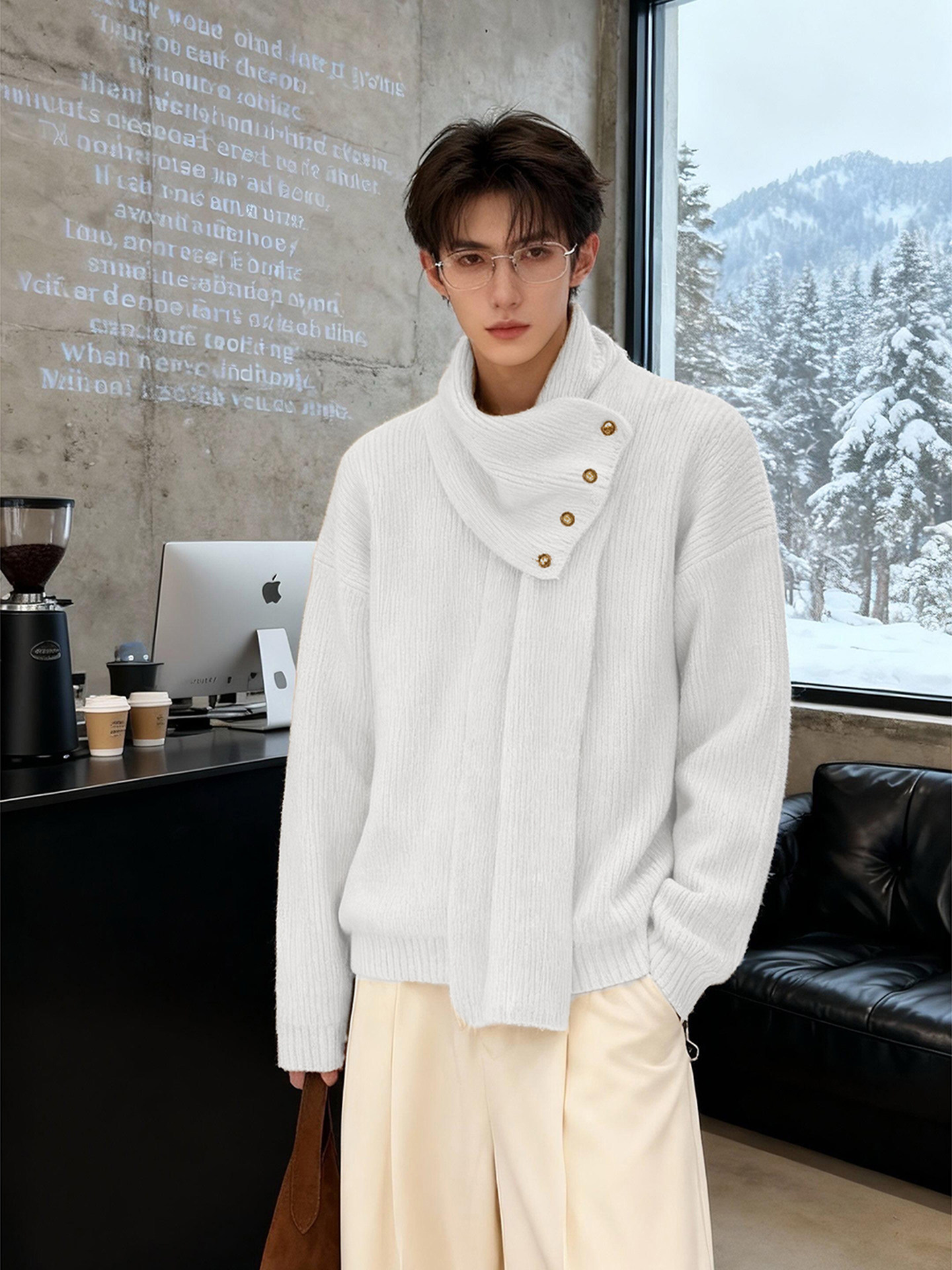 Fur Collar Pullovers Blancos M - Men'S Fashion For Hot Weather ulasan dan harga