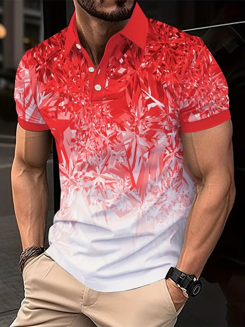 Men's Polo Shirt Gradient Prin - Men'S Fashion Golf Clothing ulasan dan harga