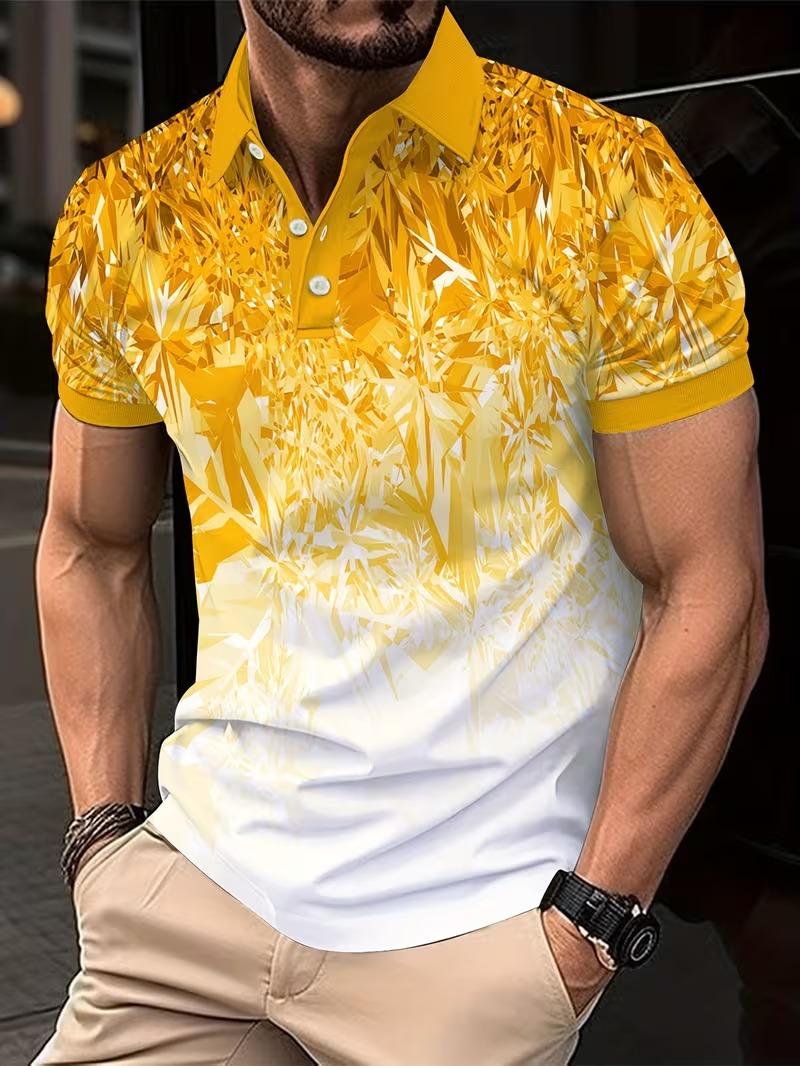 Men's Polo Shirt Gradient Prin - Men'S Fashion Golf Clothing ulasan dan harga