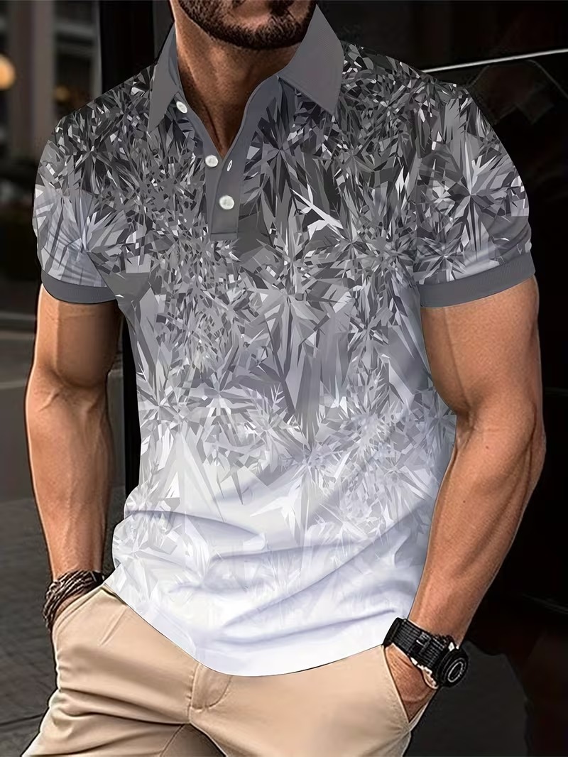 Men's Polo Shirt Gradient Prin - Men'S Fashion Golf Clothing ulasan dan harga