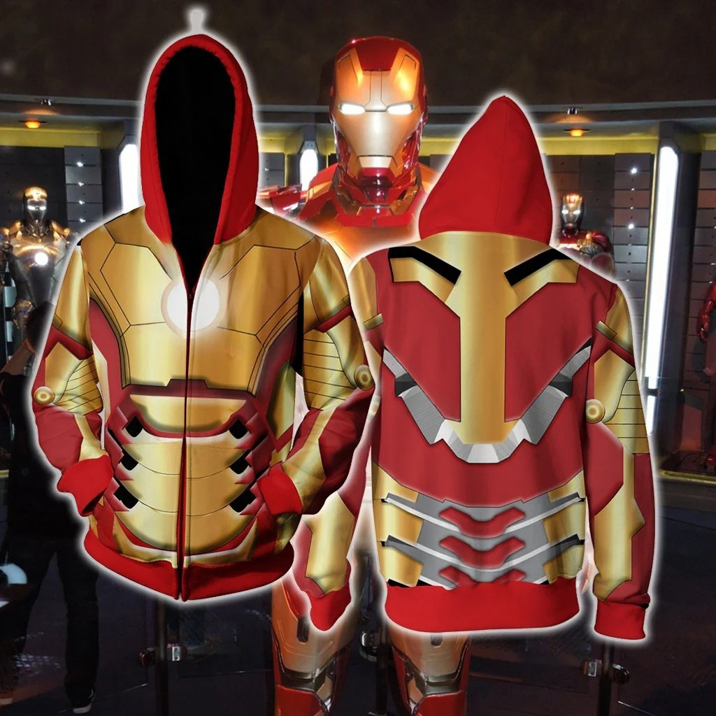 Marvel Iron Man 3D Role Playin - Men'S Fashion Zipper Hoodie ulasan dan harga