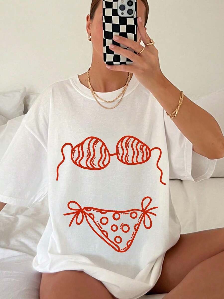 Oversized Bikini Doodle Graphi - Graphic Tee Oversized ulasan dan harga