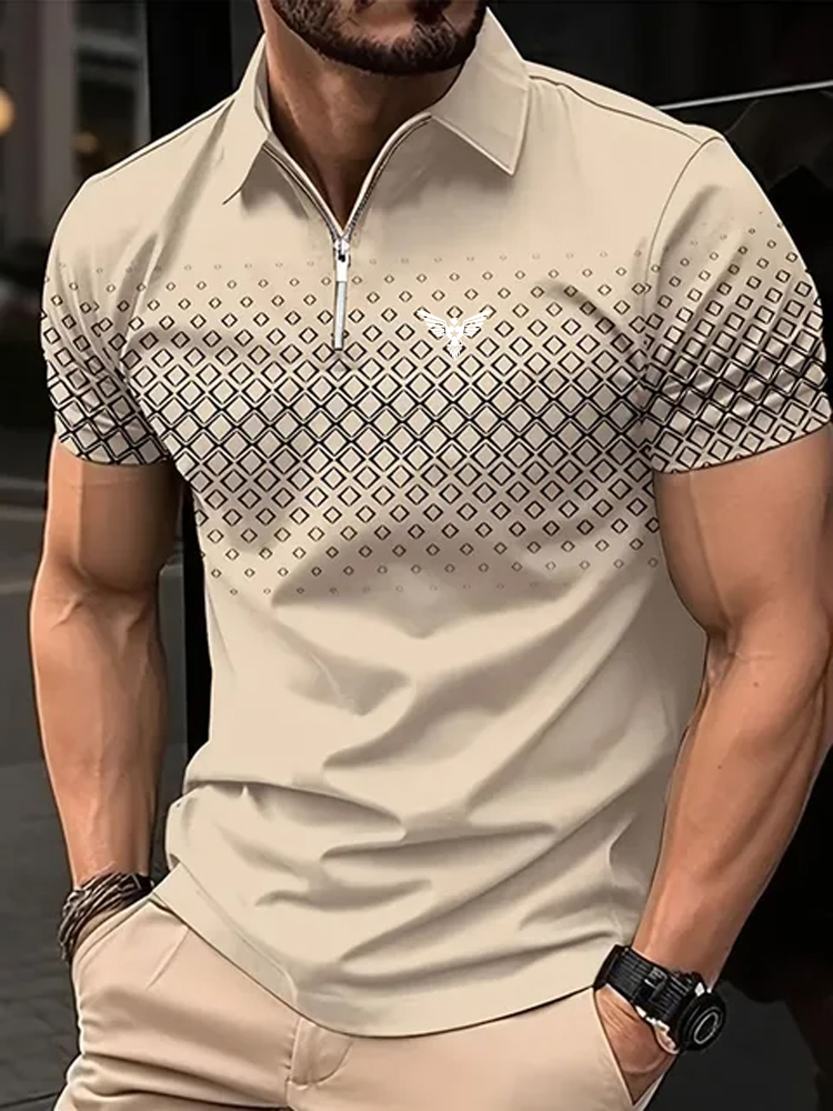 Men's Zip Polo Golf Shirt Spor - Mens Fashion Quarter Zip ulasan dan harga