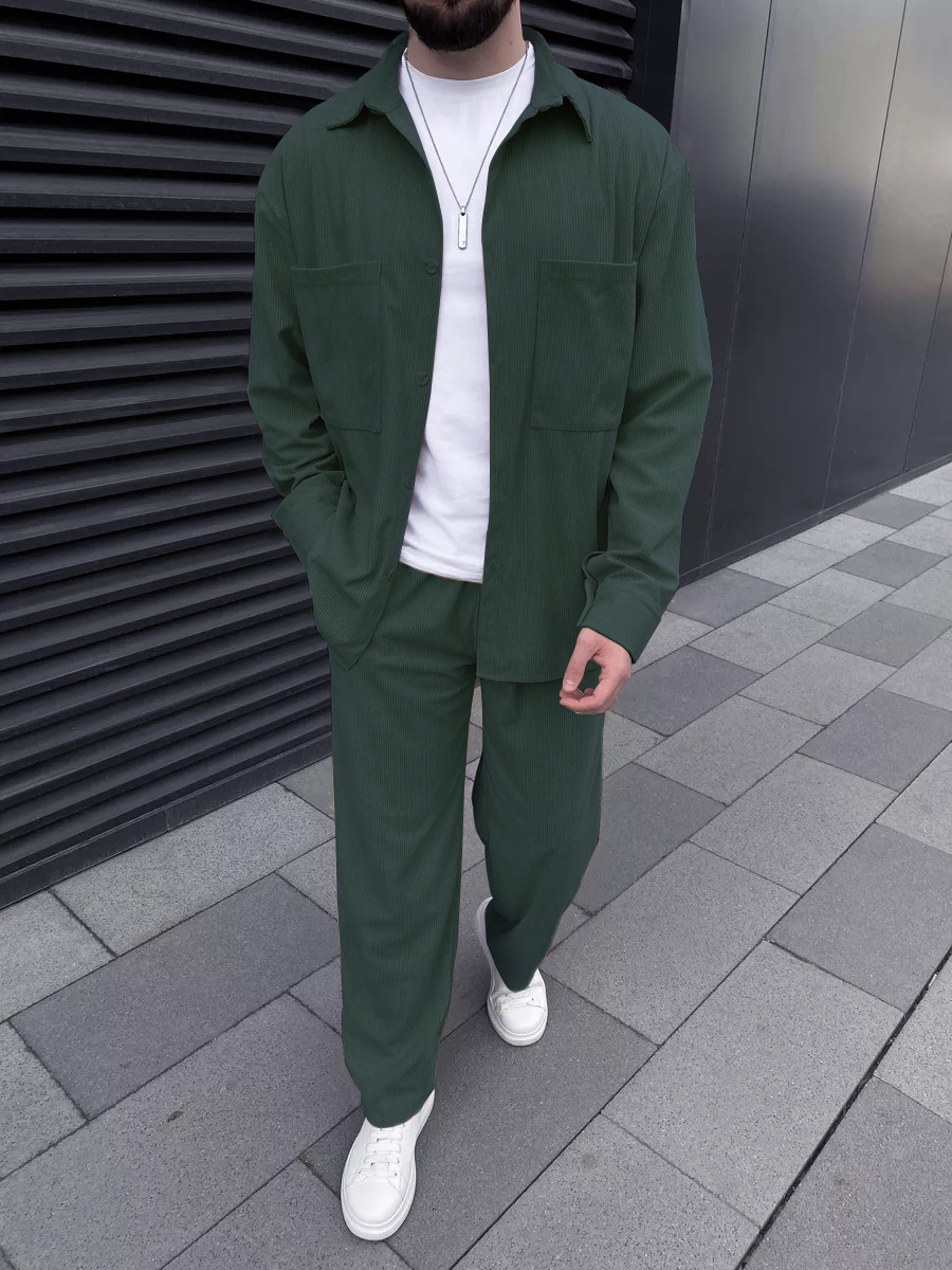 Men's corduroy two-piece outfi - Mens Fashion Suits ulasan dan harga
