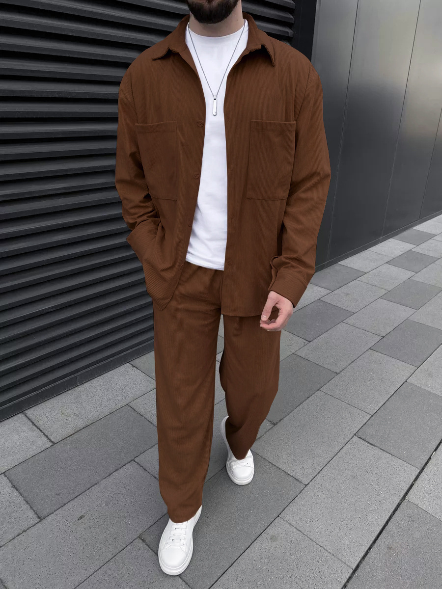 Men's corduroy two-piece outfi - Mens Fashion Suits ulasan dan harga