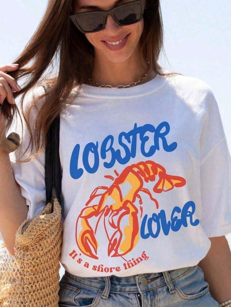 Yee Claw Lobster Cowboy Graphi - Graphic Tee Oversized ulasan dan harga