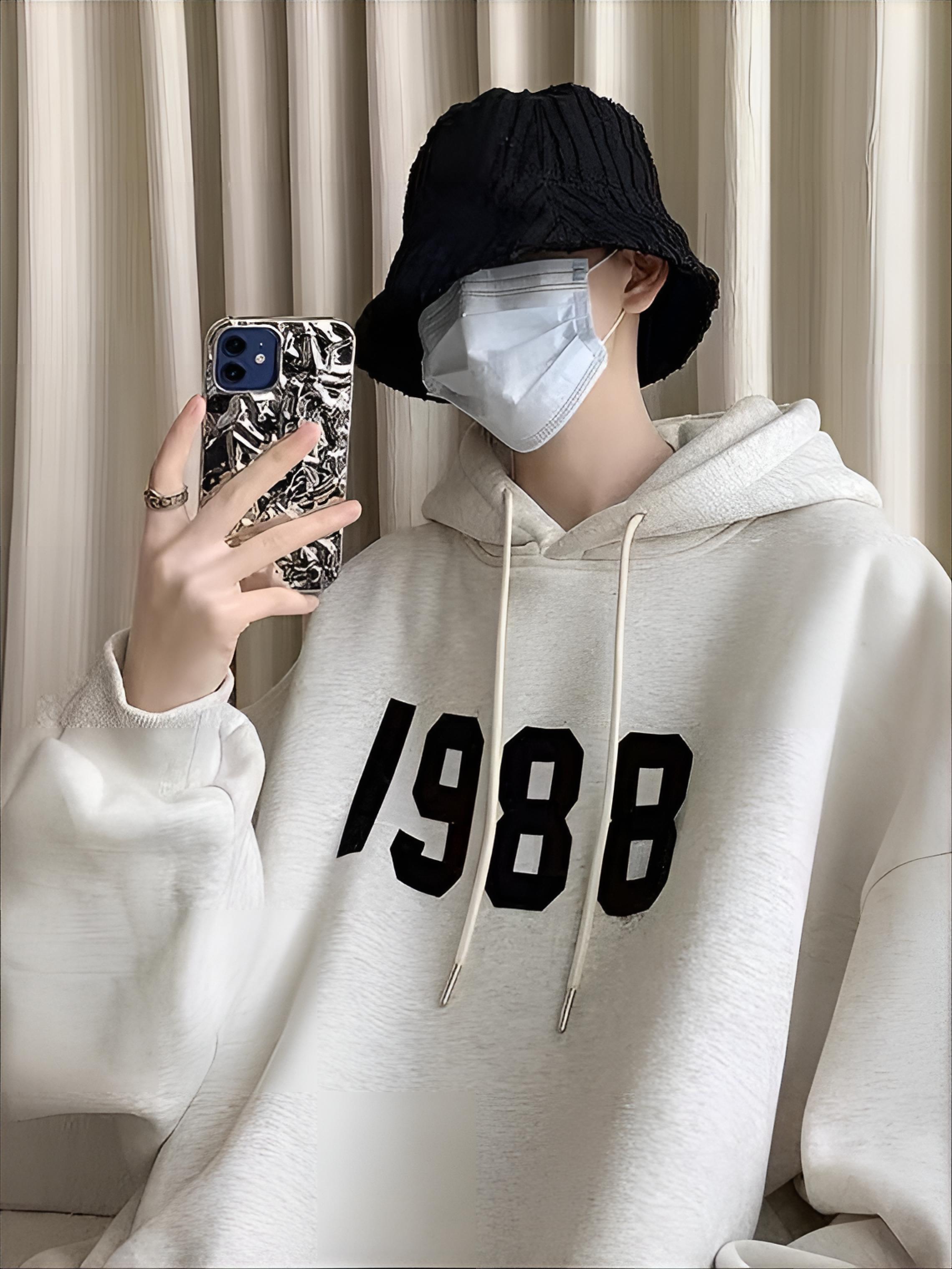 Mens With Hat Hoodies Printed  - Mens Fashion Quarter Zip ulasan dan harga