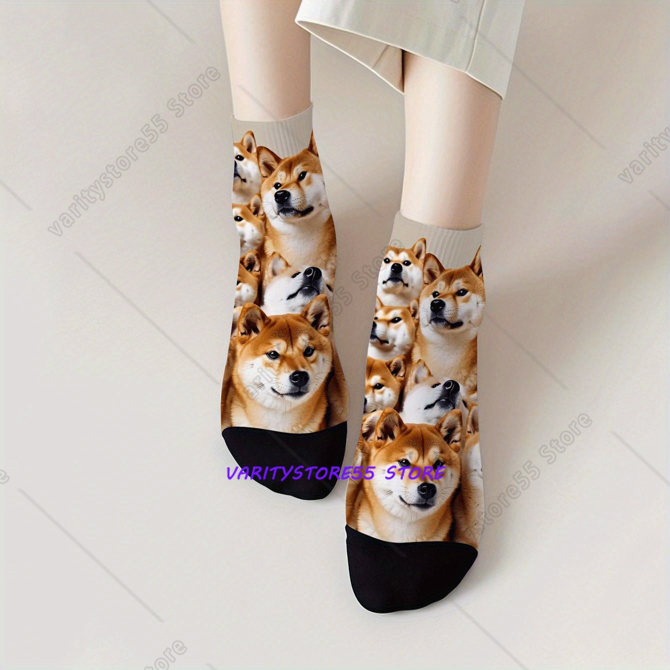 Cute Shiba Inu Print Ankle Soc - Socks Ankle Men ulasan dan harga