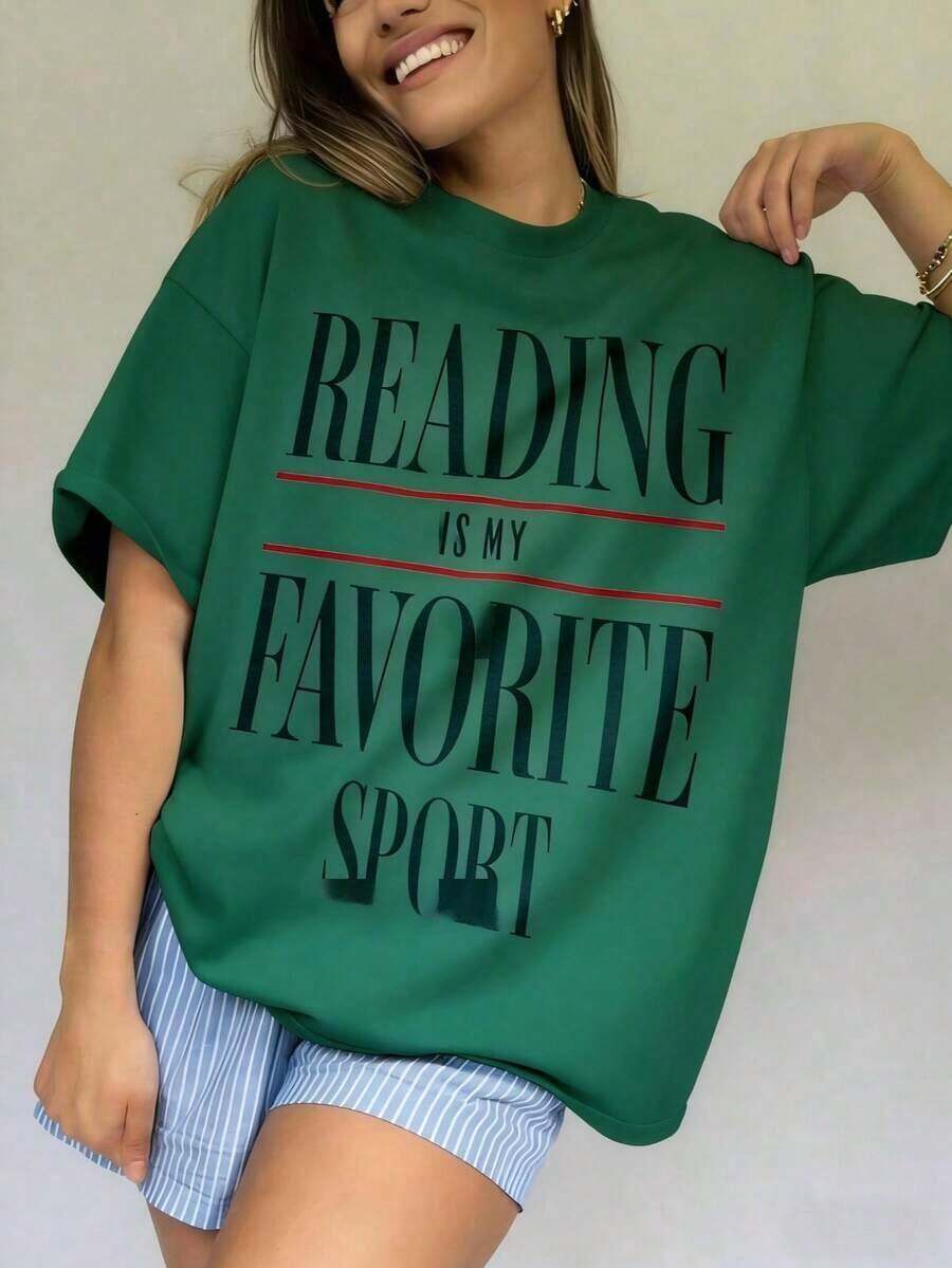 Reading Is My Favorite Sport O - Graphic Tee Oversized ulasan dan harga