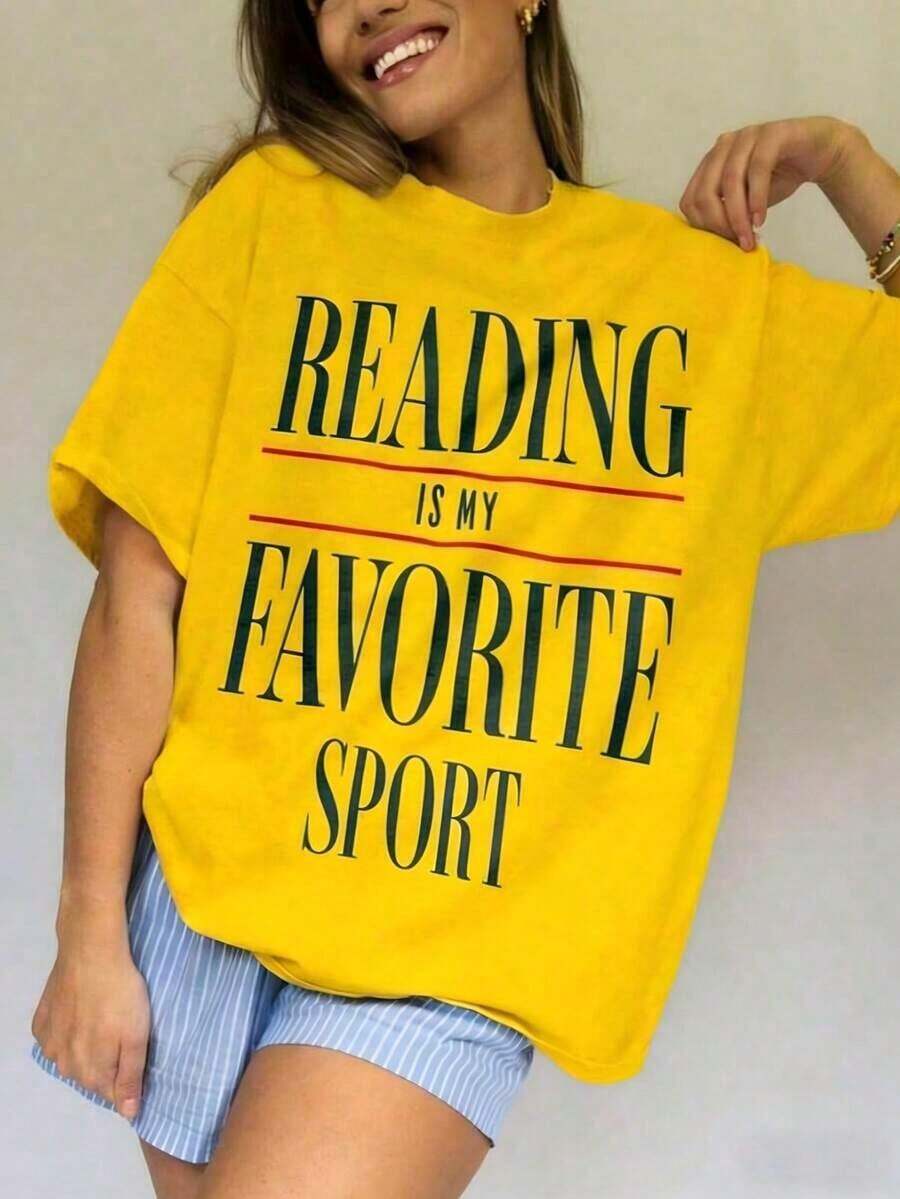Reading Is My Favorite Sport O - Graphic Tee Oversized ulasan dan harga