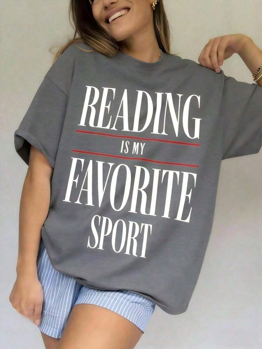 Reading Is My Favorite Sport O - Graphic Tee Oversized ulasan dan harga