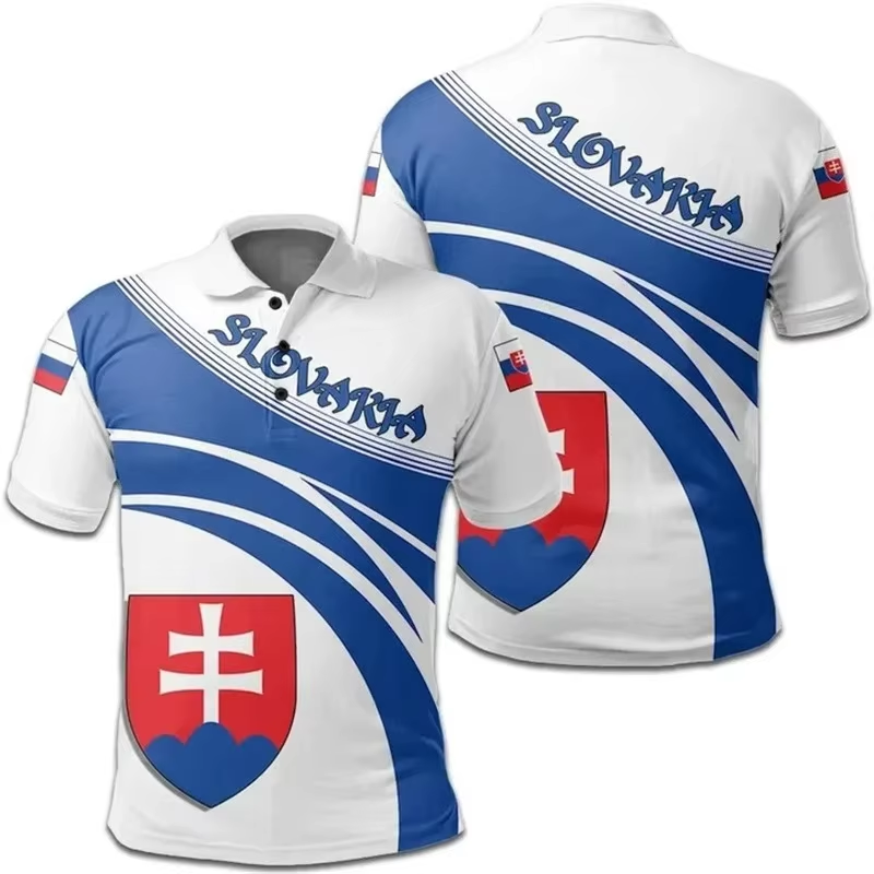 Slovakia Flag 3D Print Polo Sh - Men'S Fashion Golf Clothing ulasan dan harga
