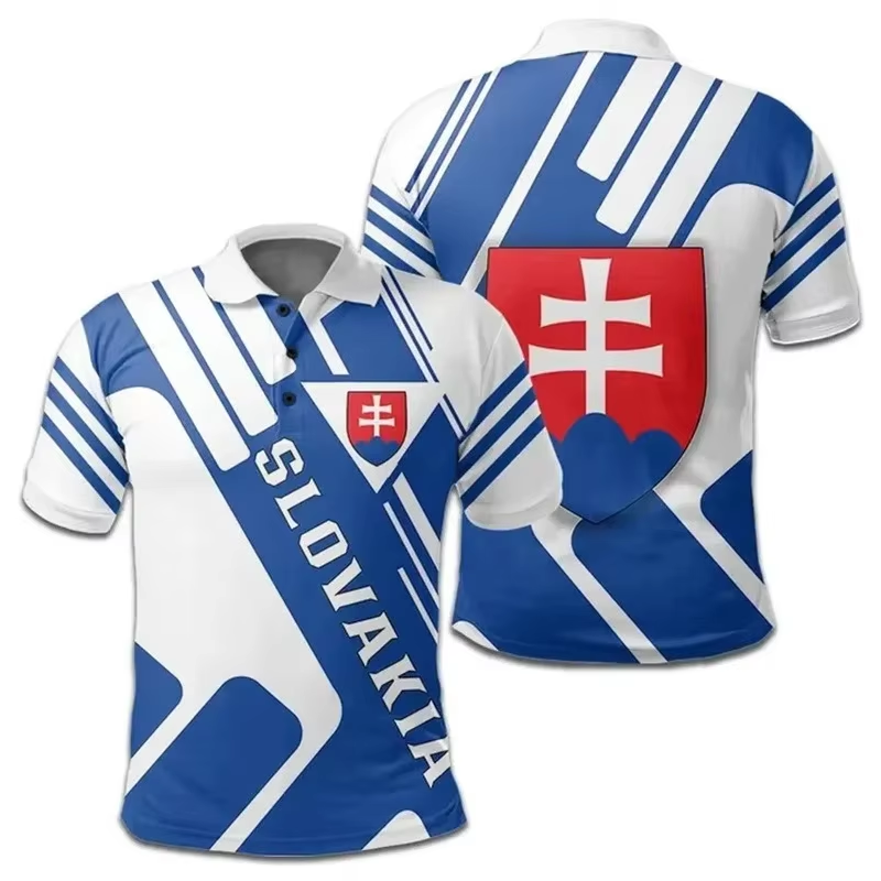 Slovakia Flag 3D Print Polo Sh - Men'S Fashion Golf Clothing ulasan dan harga