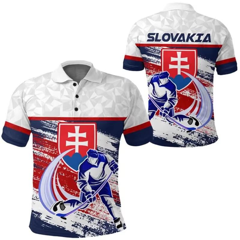 Slovakia Flag 3D Print Polo Sh - Men'S Fashion Golf Clothing ulasan dan harga