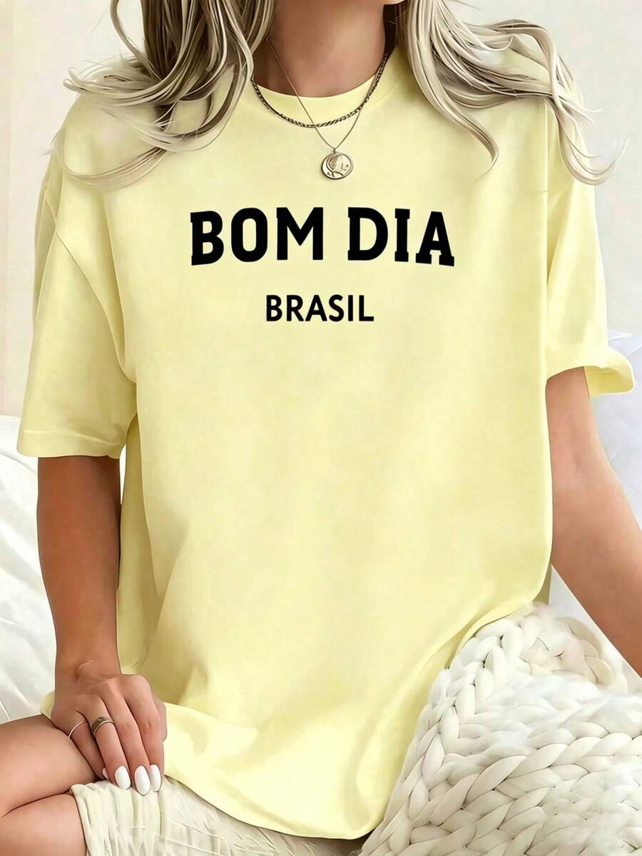 Womens Bom Dia Brasil Graphic  - Graphic Tee Oversized ulasan dan harga