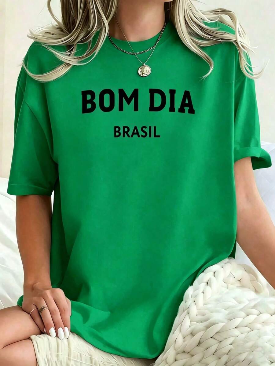 Womens Bom Dia Brasil Graphic  - Graphic Tee Oversized ulasan dan harga