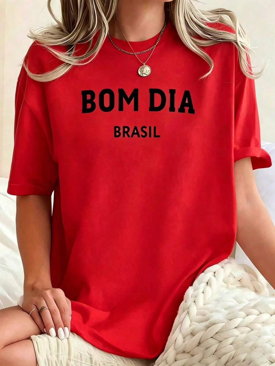 Womens Bom Dia Brasil Graphic  - Graphic Tee Oversized ulasan dan harga